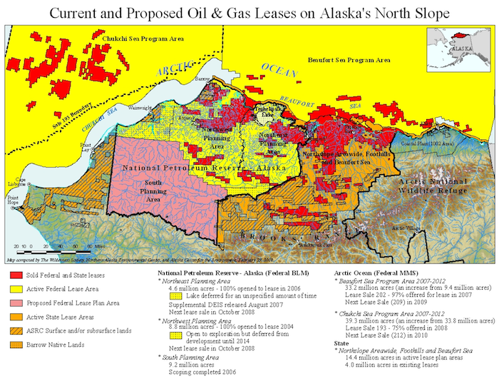 Rosemary Ahtuangaruak comments, &quot;This map shows how much work there is to do each red little box is a lease sale already for developing.&quot; Image courtesy of Rosemary Ahtuangaruak.