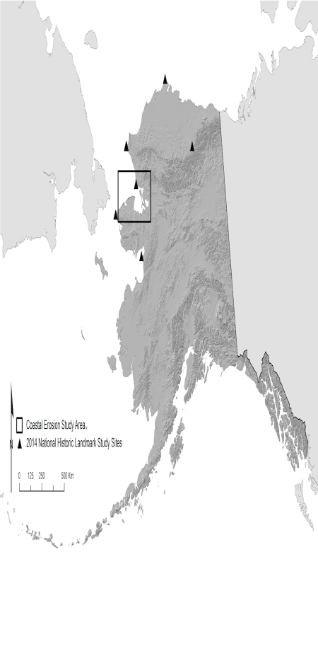 Figure 1. 2012-2014 Northern Alaskan study area and sites mentioned in text.  Image courtesy of Shelby Anderson.