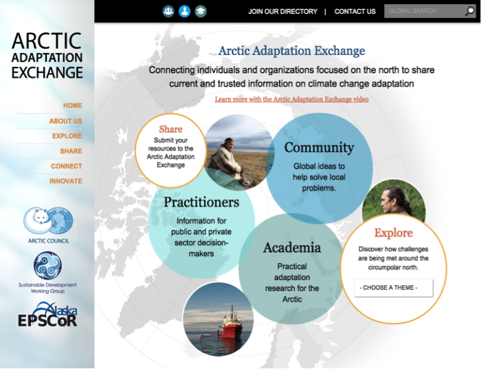 Screenshot of the Arctic Adaptation website.