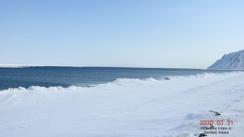 Nearshore ice conditions in Gambell.