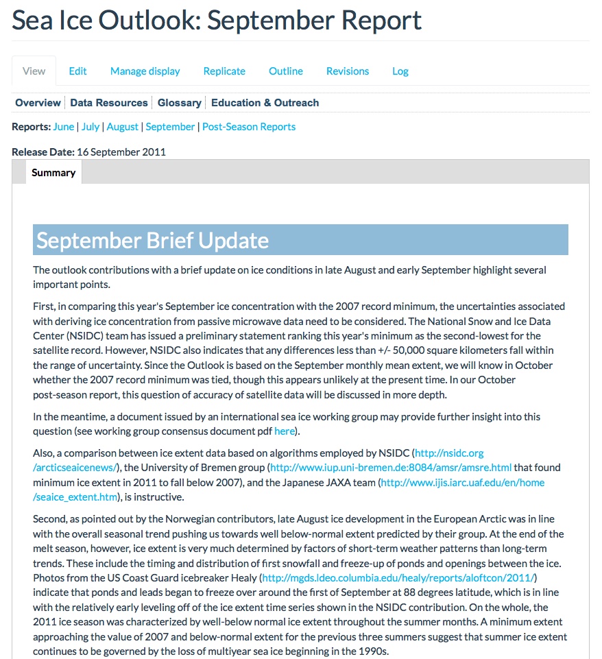 Sea Ice Outlook: September 2011